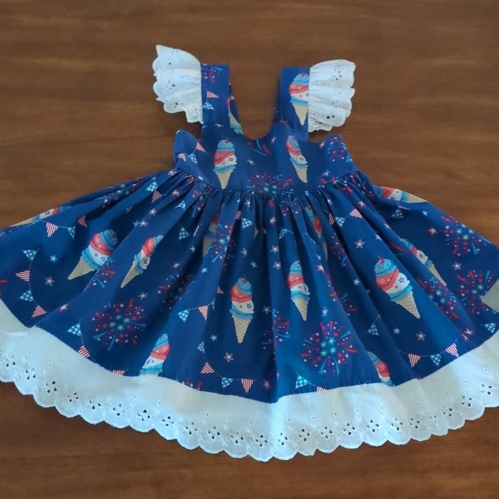 Eleanor Rose patriotic sleeveless ice cream dress  size 3-4 GUC